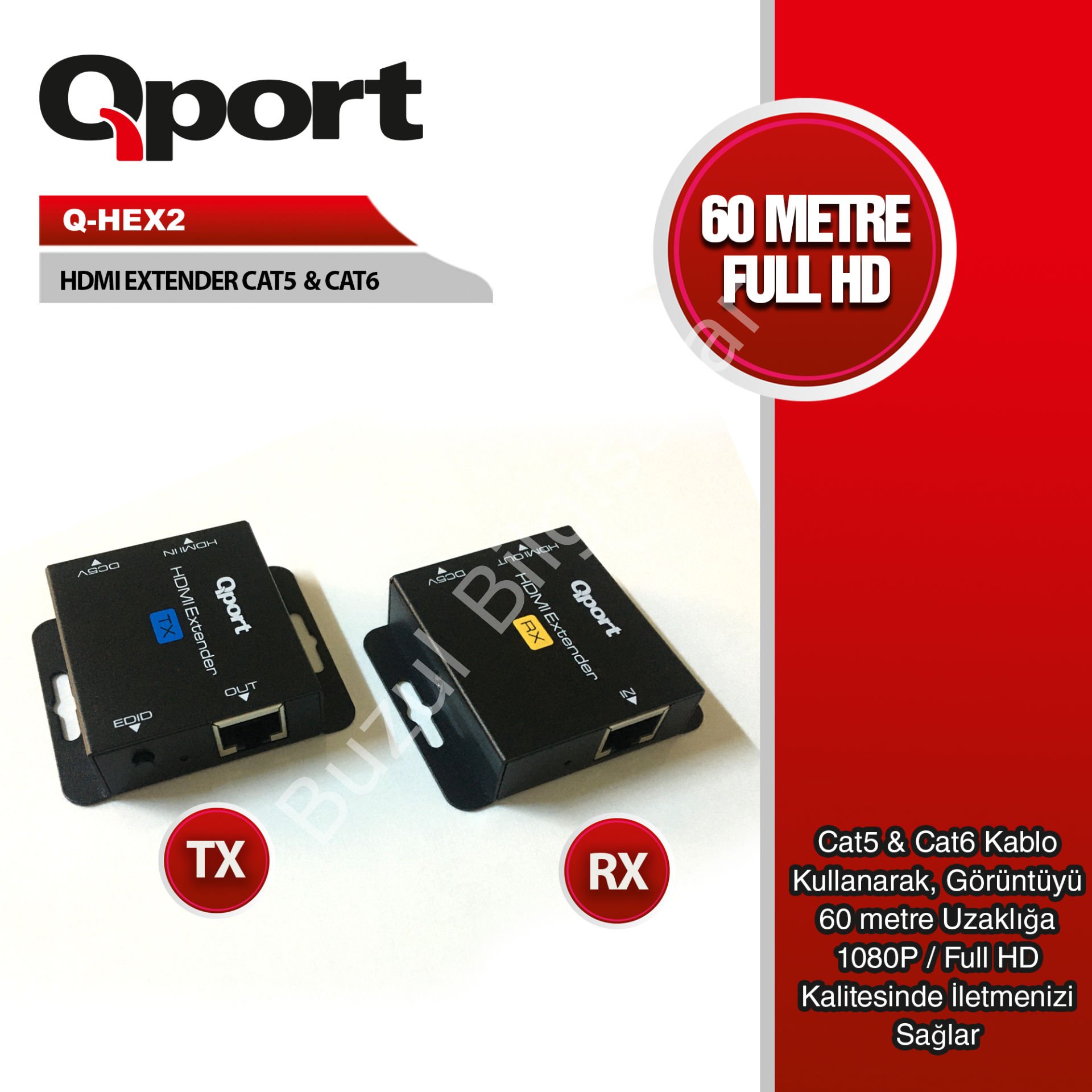 QPORT Q-HEX2 CAT5/CAT6 60MT HDMI EXTENDER