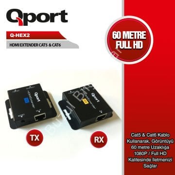 QPORT Q-HEX2 CAT5/CAT6 60MT HDMI EXTENDER