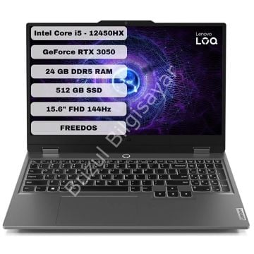 LENOVO LOQ 15IAX9 83GS0099TR I5-12450HX 24GB 512GB SSD 6GB RTX3050 15.6'' FHD 144HZ FREEDOS NOTEBOOK