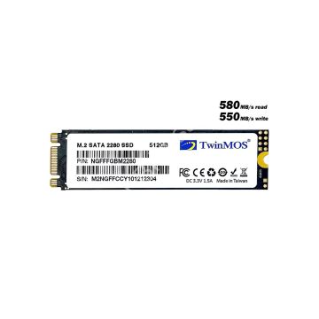 TWINMOS 512GB 580/550MB/s 4mm M.2 2280 SATA 3.0 SSD NGFFFGBM2280 3D-NAND