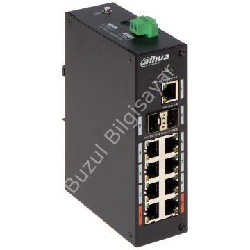 DAHUA PFS3211-8GT-120-V2 8 PORT 10/100/1000 1GE UPLINK, 2xSFP 120W POE ENDUSTRIYEL SWITCH