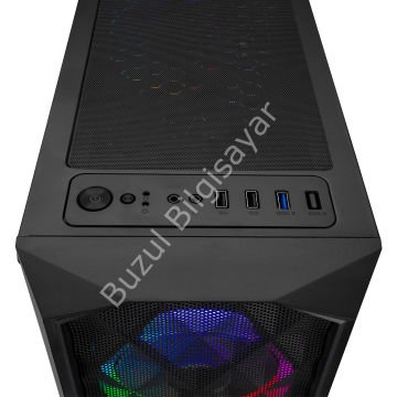 EVEREST BUMPY PSU YOK 4x12CM RGB FAN ATX TEMPERED GLASS 2xUSB2.0/1xUSB3.0 SİYAH MID TOWER GAMİNG KASA