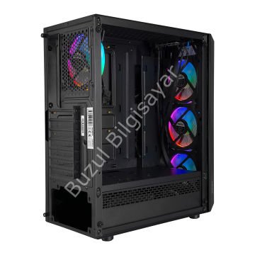 EVEREST BUMPY PSU YOK 4x12CM RGB FAN ATX TEMPERED GLASS 2xUSB2.0/1xUSB3.0 SİYAH MID TOWER GAMİNG KASA