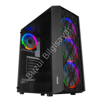 EVEREST BUMPY PSU YOK 4x12CM RGB FAN ATX TEMPERED GLASS 2xUSB2.0/1xUSB3.0 SİYAH MID TOWER GAMİNG KASA