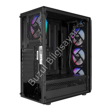 EVEREST FLAT MESH PSU YOK 4x12CM RGB FAN ATX TEMPERED GLASS 2xUSB2.0/1xUSB3.0 SİYAH MID TOWER GAMİNG KASA