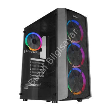 EVEREST FLAT MESH PSU YOK 4x12CM RGB FAN ATX TEMPERED GLASS 2xUSB2.0/1xUSB3.0 SİYAH MID TOWER GAMİNG KASA