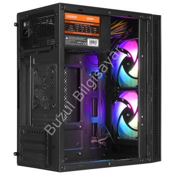 EVEREST MINION MESH 300W 2x12CM RAİNBOW FAN MICRO ATX PENCERELİ 2xUSB2.0 SİYAH MINI TOWER KASA