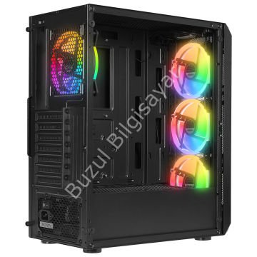 EVEREST X-RACER 600W 4x12CM ARGB FAN ATX PENCERELİ + TEMPERED 1xUSB 3.0 / 2xUSB 2.0 SİYAH GAMING KASA