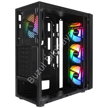 EVEREST FACED V1 MESH PSU YOK 4x12CM RGB FAN ATX TEMPERED GLASS 2xUSB2.0/1xUSB3.0 SİYAH MID TOWER GAMİNG KASA
