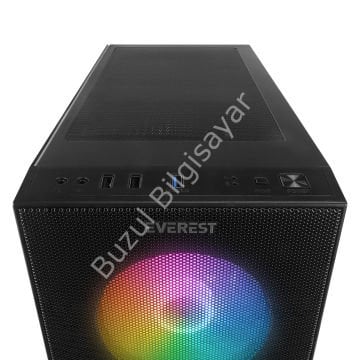 EVEREST FACED V3 MESH 500W 4x12CM RGB FAN ATX TEMPERED GLASS 2xUSB2.0/1xUSB3.0 SİYAH MID TOWER GAMİNG KASA
