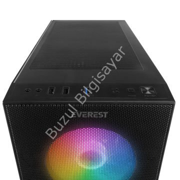 EVEREST FACED V5 MESH 600W 4x12CM RGB FAN ATX TEMPERED GLASS 2xUSB2.0/1xUSB3.0 SİYAH MID TOWER GAMİNG KASA
