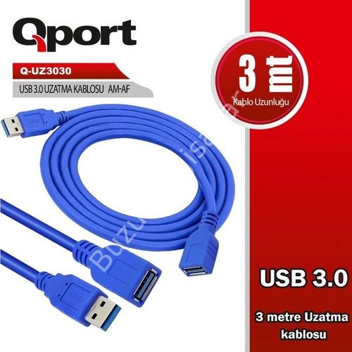 QPORT Q-UZ3050 USB 3.0 USB UZATMA KABLOSU 5 MT