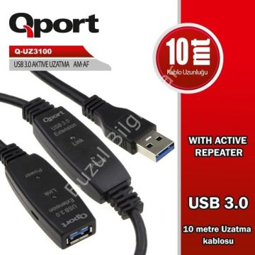 QPORT Q-UZ3100 USB 3.0 AKTİF UZ. KAB.REPEATERLI 10MT
