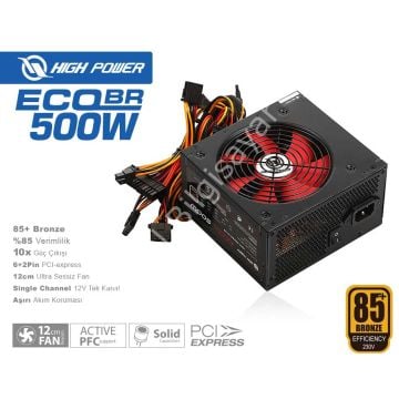 HIGH POWER ECO 500W 80+ BR 12cm FANLI POWER SUPPLY AKTIF PFC HPE-500BR-A12S