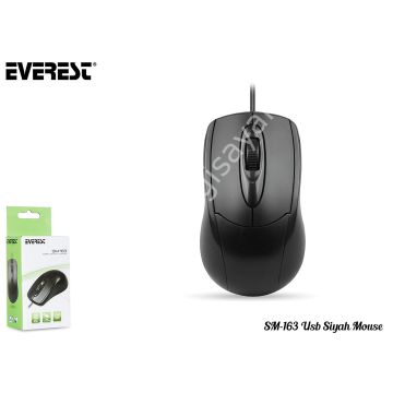 EVEREST SM-163 USB 1000 DPI SİYAH MOUSE KABLOLU