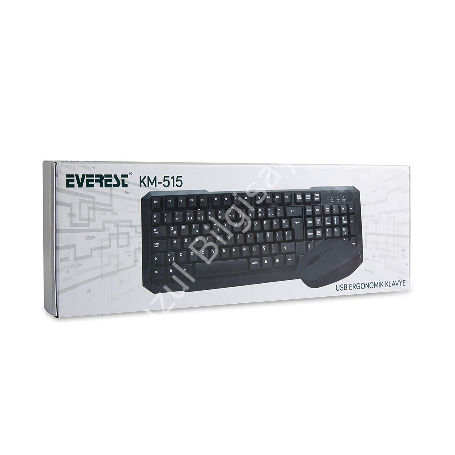 EVEREST KM-515 TÜRKÇE USB STANDART SİYAH Q KLAVYE+MOUSE