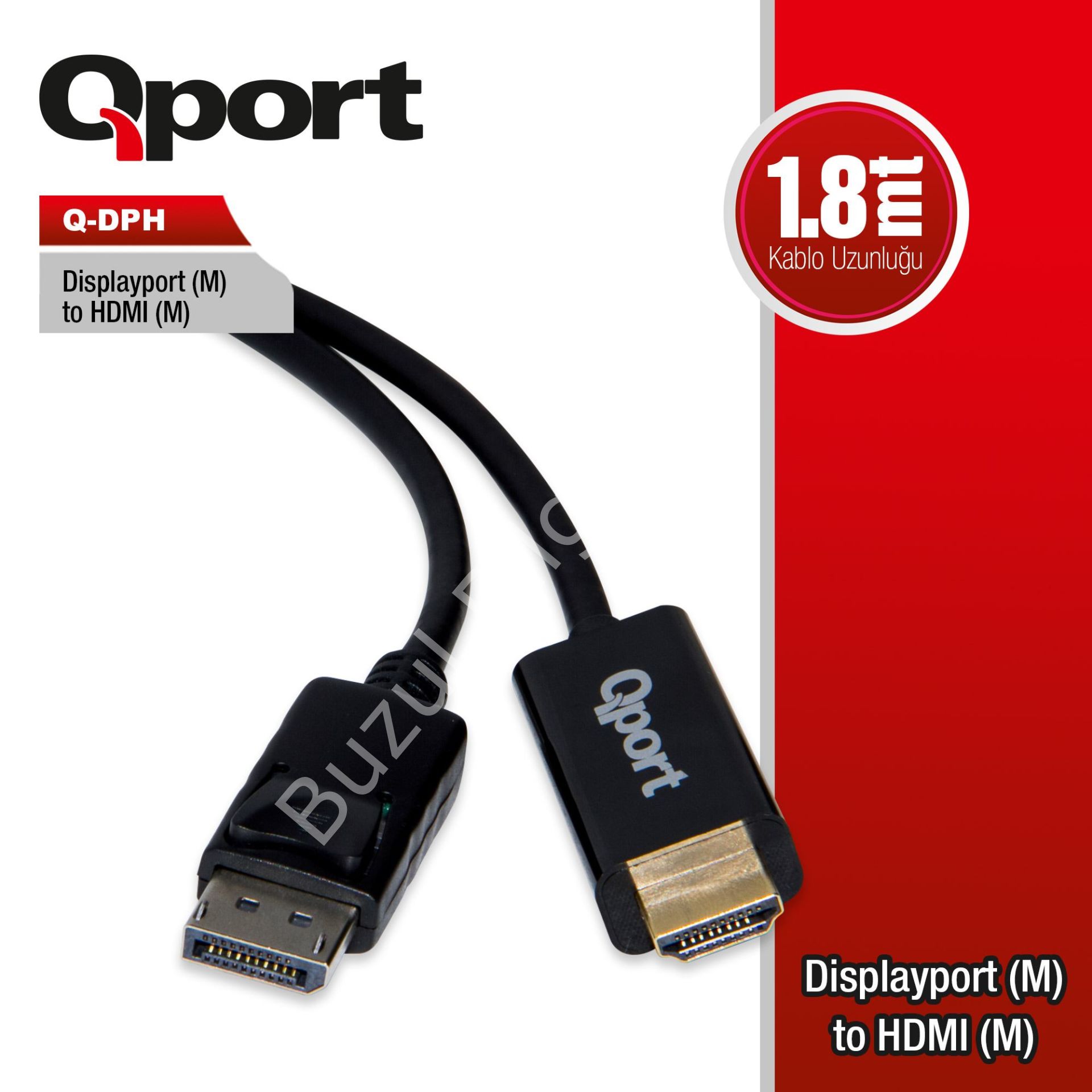 QPORT Q-DPH DISPLAY PORT TO HDMI 1.8MT ÇEVİRİCİ KABLO