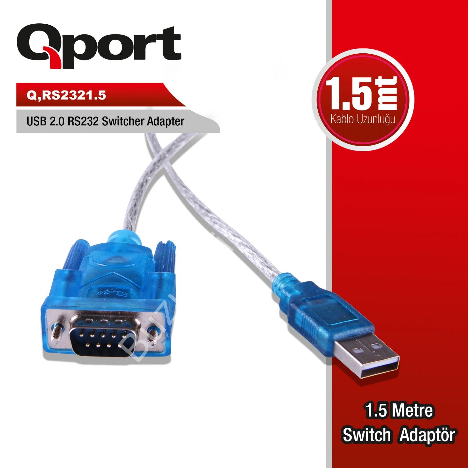 QPORT Q-RS2321.5 USB to RS232 1.5MT ÇEVİRİCİ KABLO