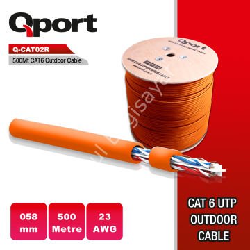 QPORT Q-CATO2R 500MT UTP CAT6 OUTDOOR NETWORK KABLO TURUNCU 23AWG 0.58MM