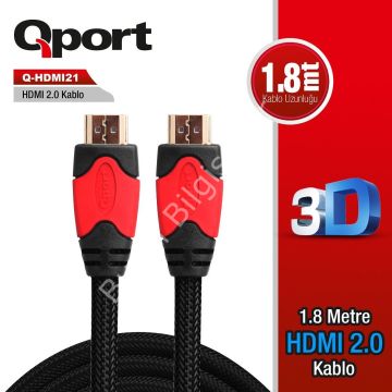 QPORT Q-HDMI21 HDMI KABLO 1.8MT Ver2.0 ALTIN UÇLU 3D 4K
