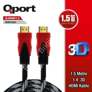 QPORT Q-HDMI1.5 HDMI KABLO 1.5MT Ver1.4 ALTIN UÇLU 3D