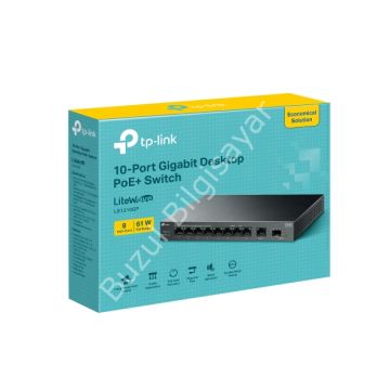 TP-LINK LS1210GP 10 PORT 10/100/1000 8 PORT POE+ YONETILEMEZ DESKTOP SWITCH METAL KASA