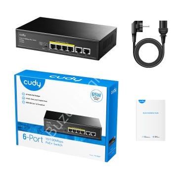 CUDY FS1006P 6 PORT 10/100 4 PORT POE+ 60W YONETILEMEZ DESKTOP SWITCH