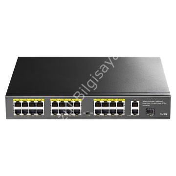 CUDY FS1026PS1 24 PORT 10/100 24 PORT POE+ 2 PORT UPLINK + 1 SFP 300W YONETILEMEZ RACK MOUNT SWITCH