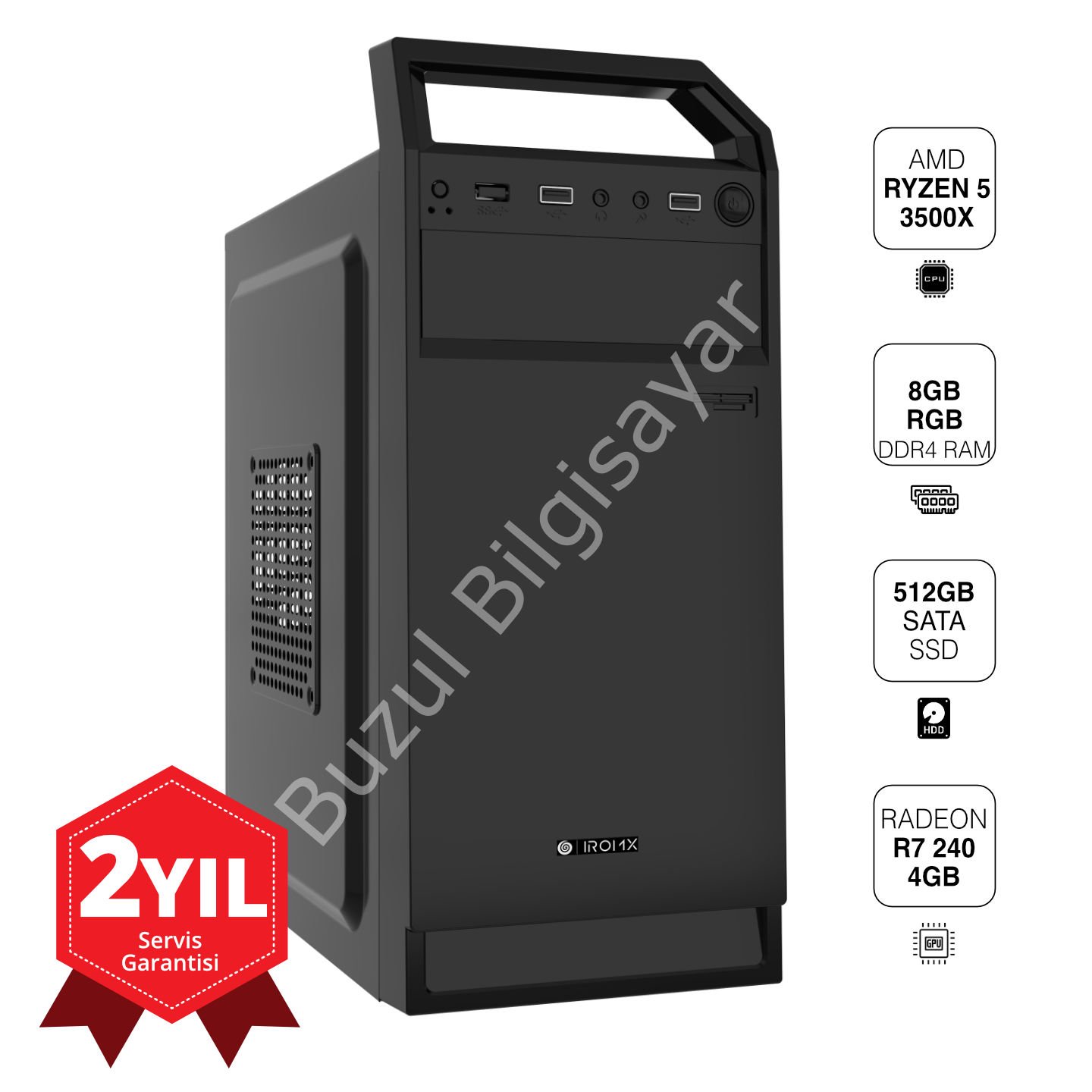 IROMX IRB30-R501 RYZEN 5 3500X 8GB 512GB SSD 4GB R7 240 KASA