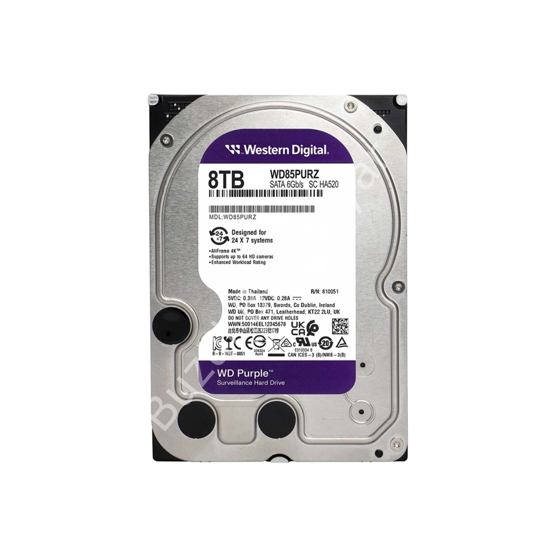 WD PURPLE 8TB 5640RPM 128MB SATA3 WD85PURZ 7/24 HDD RESMİ DİSTİ GARANTİLİ