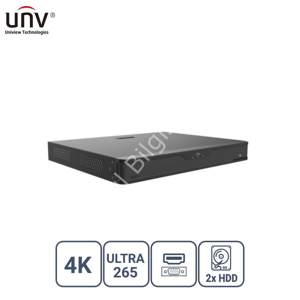 UNIVIEW XVR302-32Q3 32 KANAL 8MP 2x HDD H65+ HİBRİT DVR KAYIT CİHAZI