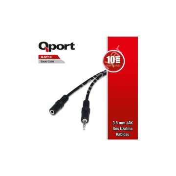 QPORT Q-ST10 3.5MM STEREO ERKEK - 2 RCA 10MT SES UZATMA KABLOSU