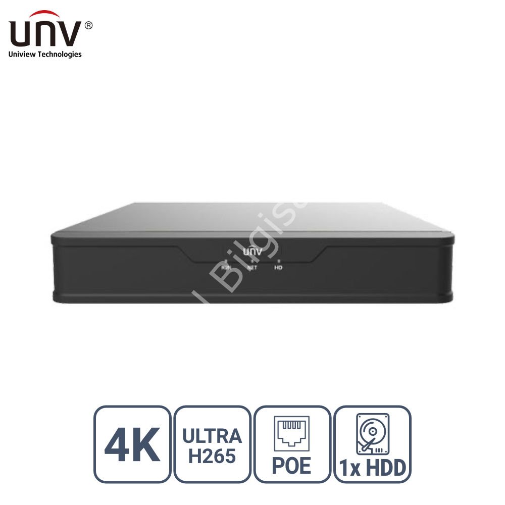 UNIVIEW NVR301-08S3-P8 8 KANAL POE VGA/HDMI H265+ NVR KAYIT CİHAZI