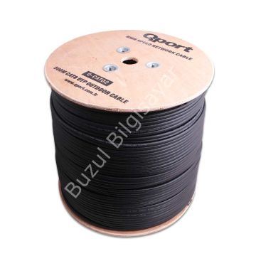 QPORT Q-CAT02 500MT UTP CAT6 OUTDOOR NETWORK KABLO SIYAH 23AWG 0.58MM