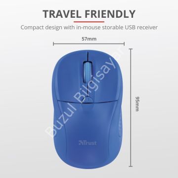 TRUST PRİMO 20786 USB 1600 DPI MAVİ KABLOSUZ MOUSE