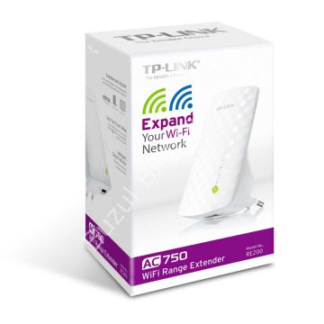 TP-LINK RE200 AC750 1PORT 10/100 ETHERNET 2.4 GHZ & 5 GHZ RANGE EXTENDER