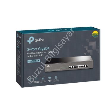 TP-LINK TL-SG1008MP 8 PORT 10/100/1000 8 PORT POE+ YONETILEMEZ RACK MOUNT SWITCH
