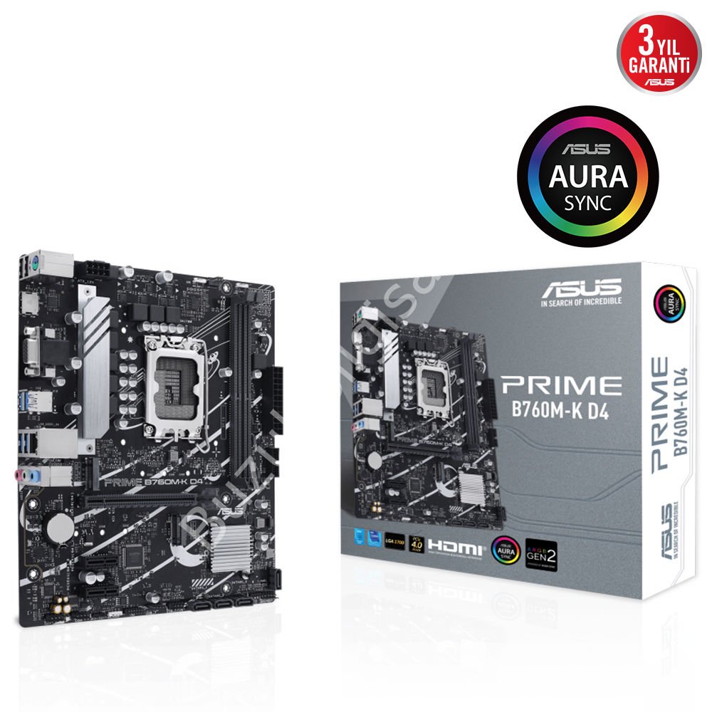 ASUS PRIME B760M-K D4 2xDDR4 VGA/HDMI 2xM.2 1xGLAN 1700P (12.Gen 13.Gen) ANAKART