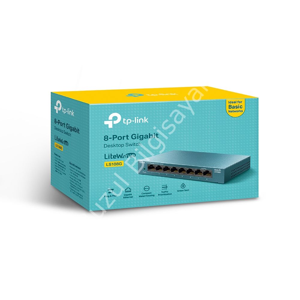 TP-LINK LS108G 8 PORT 10/100/1000 YONETILEMEZ DESKTOP SWITCH METAL KASA