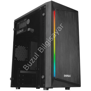 EVEREST BLAZON 250W ATX PENCERELİ RGB LED ŞERİTLİ 2xUSB2.0 SİYAH GAMING KASA