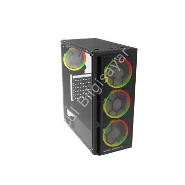 IROMX SPACE BTX-65G PSU YOK 4x RAINBOW FIXED LED FAN ATX 2xUSB3.0 SİYAH KASA