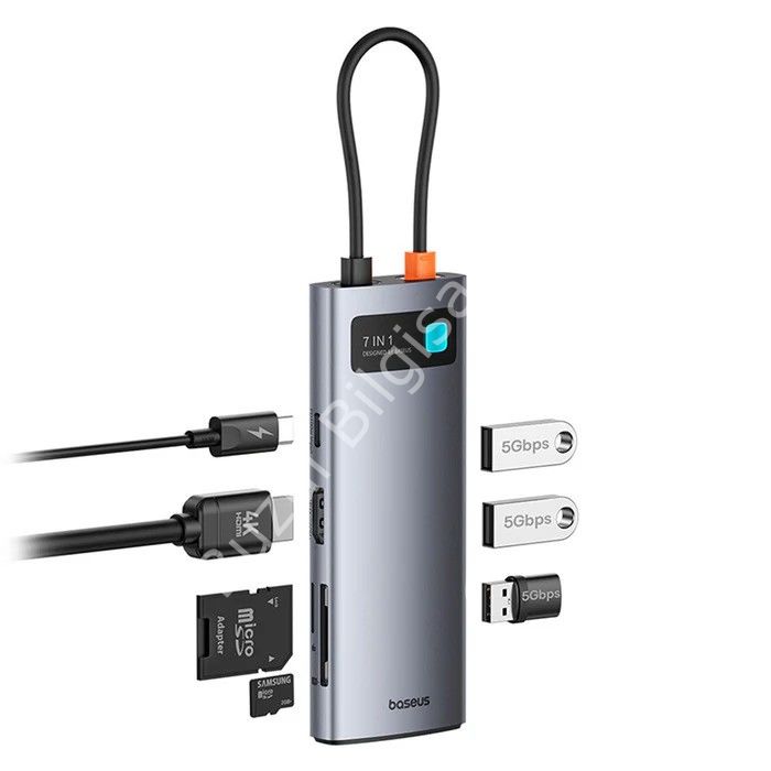 BASEUS B00030708811-00 TYPE-C TO 4K HDMI/USB 3.0/+ 7IN1 ÇEVİRİCİ HUB