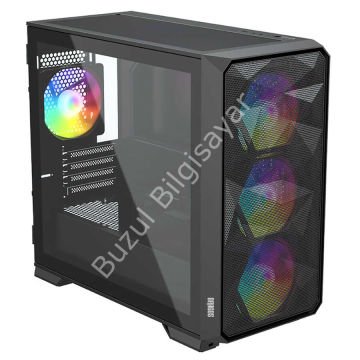 DRAGOS DİAMOND 600W 80+ 4x12CM ARGB FAN MICRO ATX TEMPERED GLASS USB3.0 SİYAH GAMING KASA