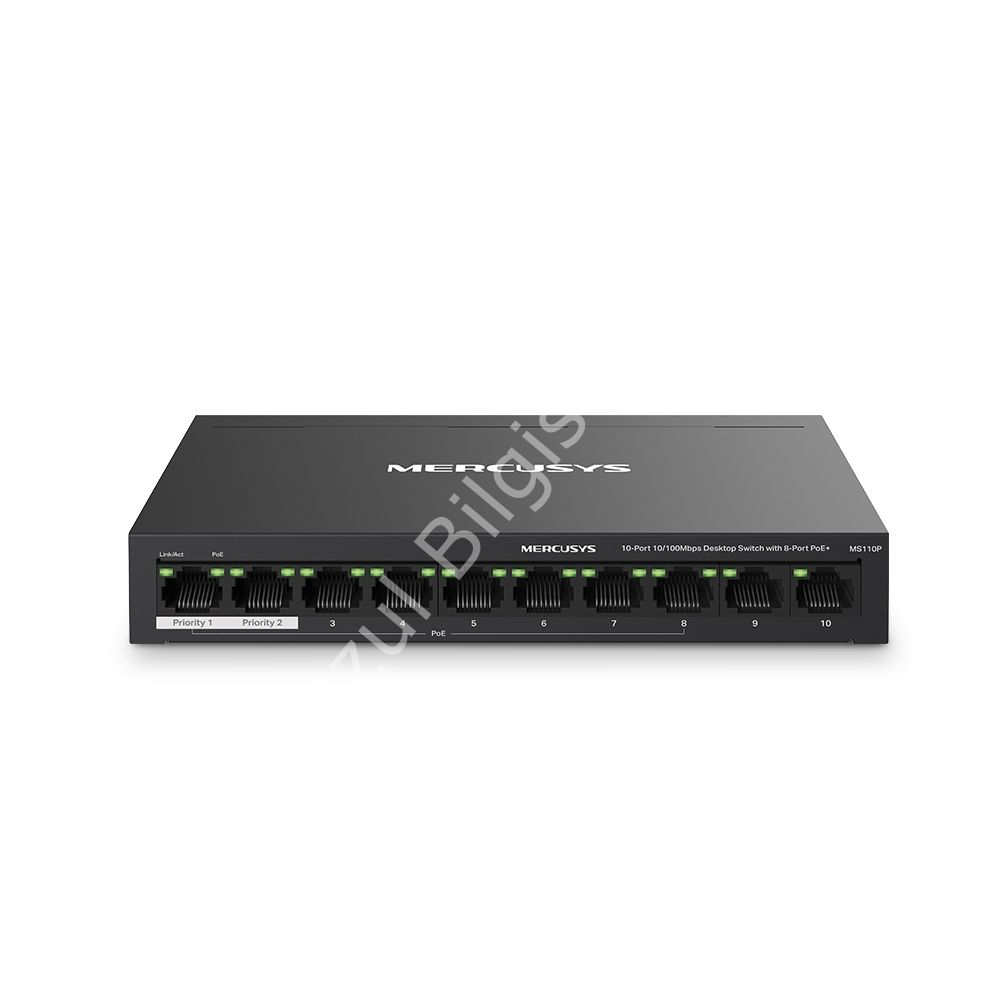TP-LINK MERCUSYS MS110P 10 PORT 10/100 8 PORT POE+ YONETILEMEZ DESKTOP SWITCH METAL KASA