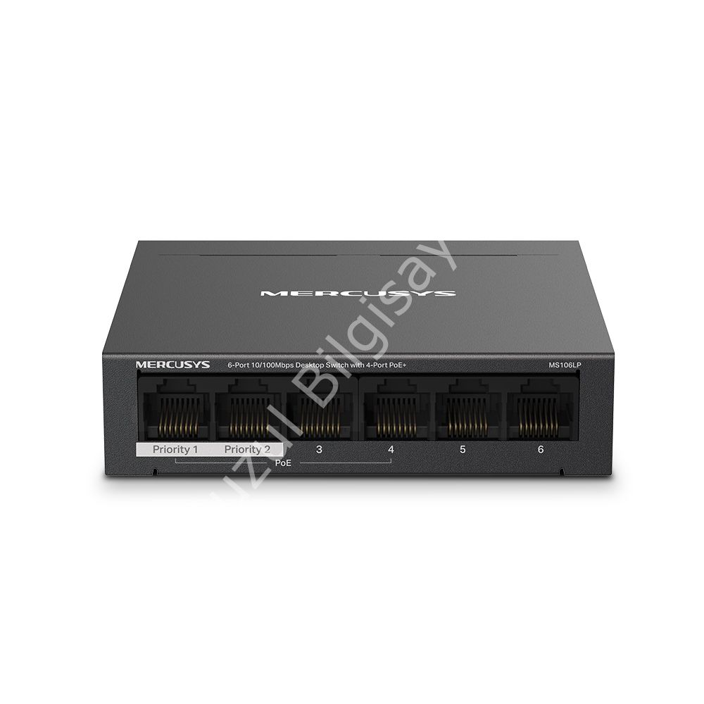 TP-LINK MERCUSYS MS106LP 6 PORT 10/100 4 PORT POE+ YONETILEMEZ DESKTOP SWITCH METAL KASA