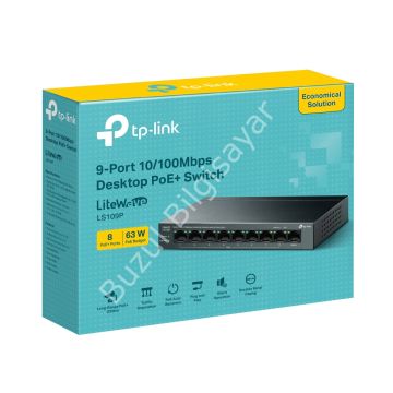 TP-LINK LS109P 9 PORT 10/100 8 PORT POE+ YONETILEMEZ DESKTOP SWITCH METAL KASA