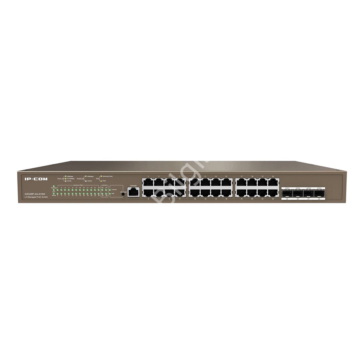 IP-COM IP-G5328P-24-410W 24 PORT 10/100/1000 24 PORT POE 4 X SFP 370W LAYER 3 YÖNETİLEBİLİR RACK MOUNT SWITCH