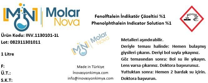 Fenolftalein İndikatör Çözeltisi %1 50 ml