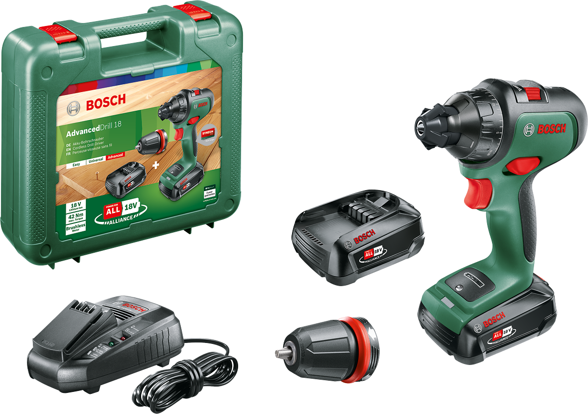 Bosch AdvancedDrill 18 Tek Akülü Delme Vidalama Makinesi 18V (1 x 2,5 Ah) + Şarj Cihazı AL 1830 CV