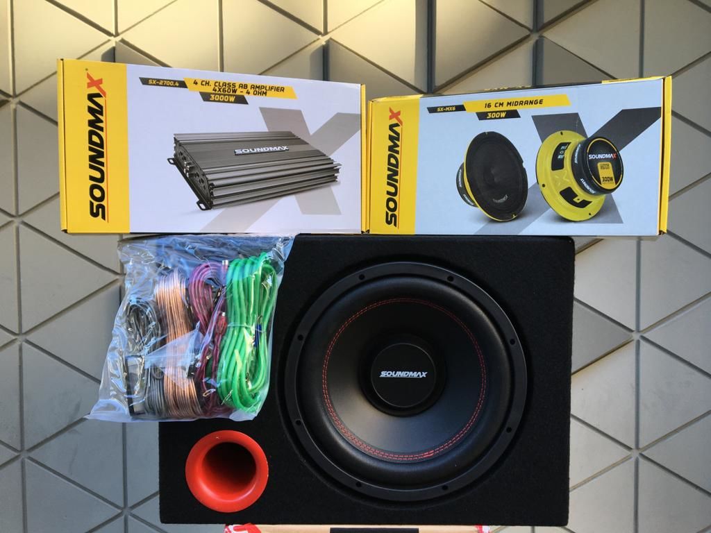 SOUNDMAX 30 CM KABİNLİ SUBWOOFER BAS 3000W 4 KANAL AMFİ MİDRANGE